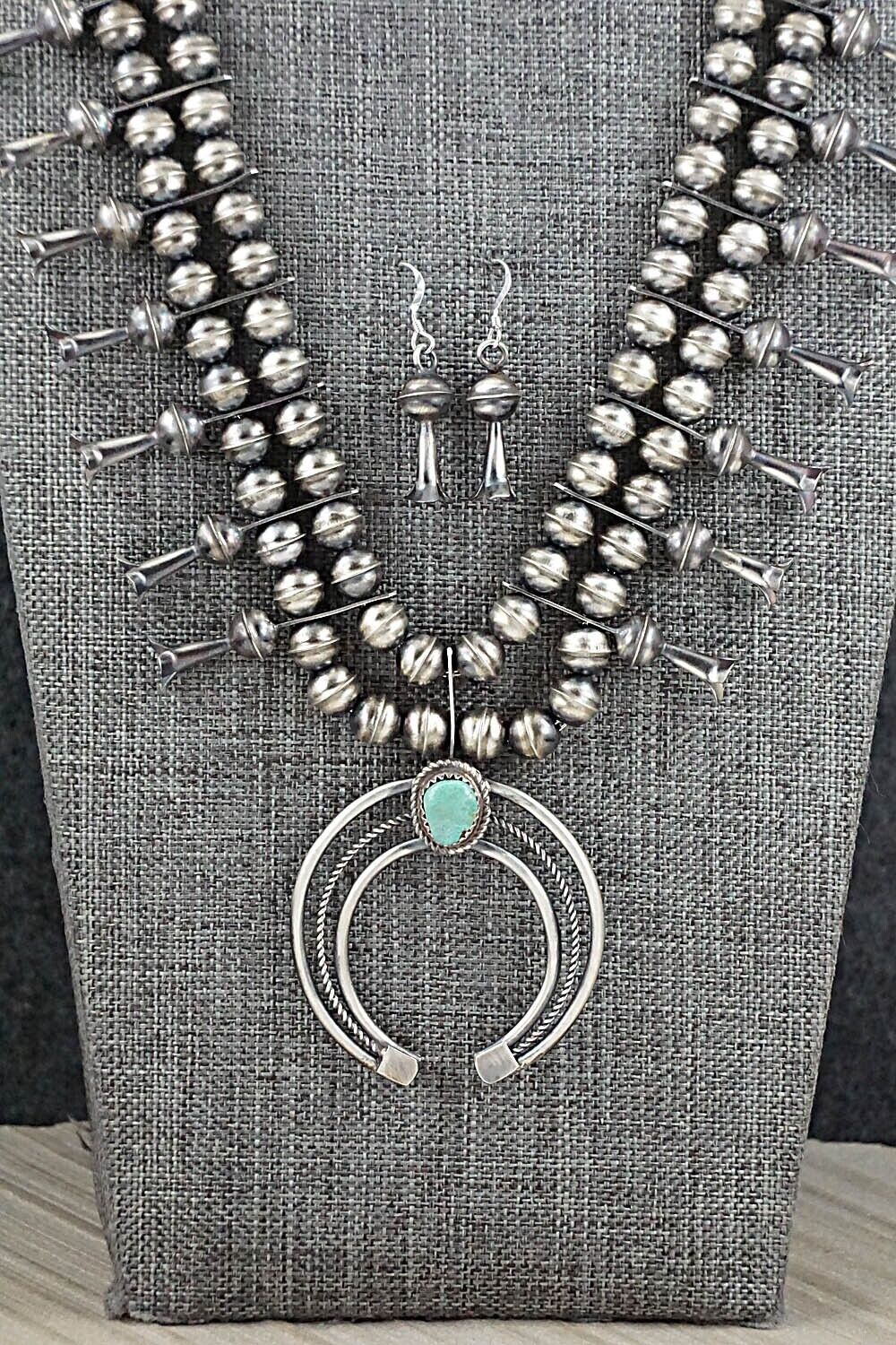 Turquoise & Sterling Silver Squash Blossom Set - Phil Garcia