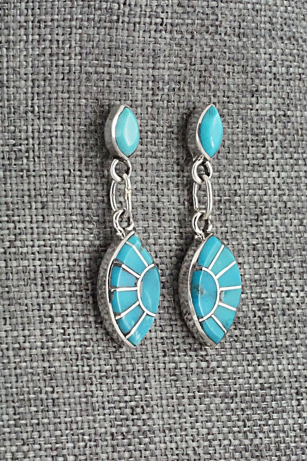 Turquoise & Sterling Silver Earrings - Eldrick Seoatwa