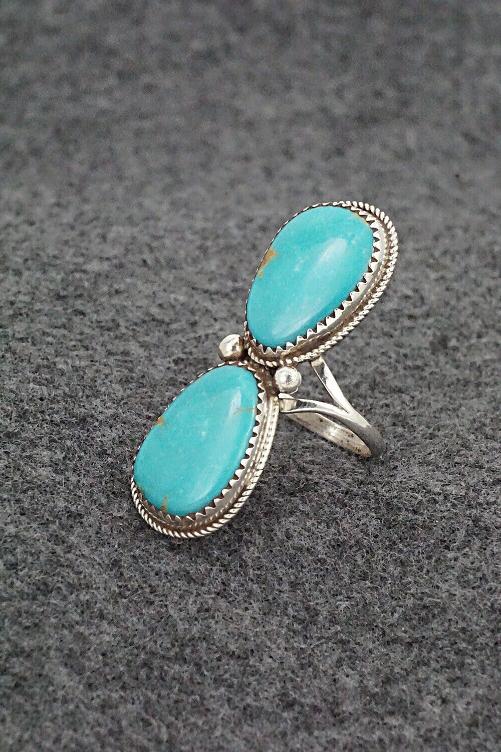 Turquoise & Sterling Silver Ring - Ernest Hawthorne - Size 7.5