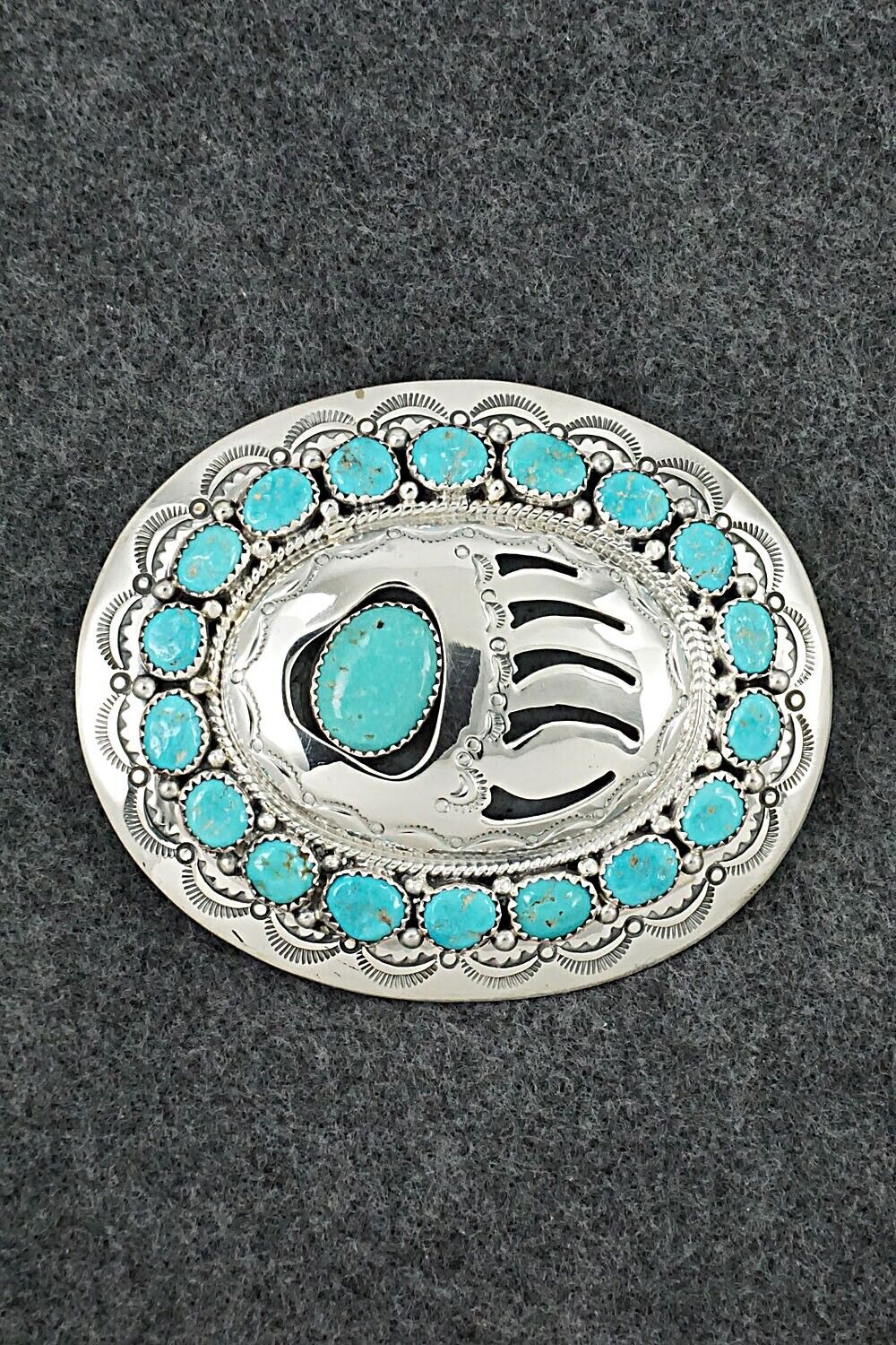 Turquoise & Sterling Silver Belt Buckle - Wilbert Muskett Sr.