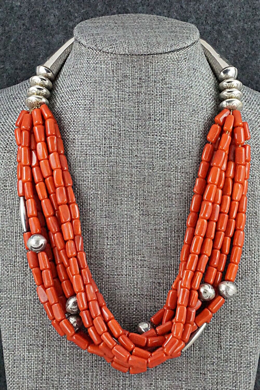 Coral & Sterling Silver Necklace - Isabelle John