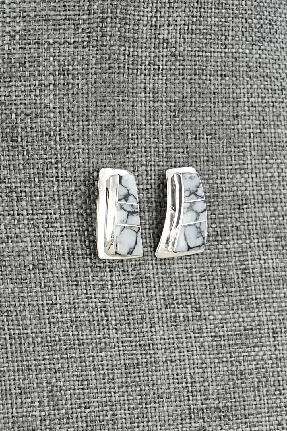 White Buffalo & Sterling Silver Earrings - Nathaniel Johnson