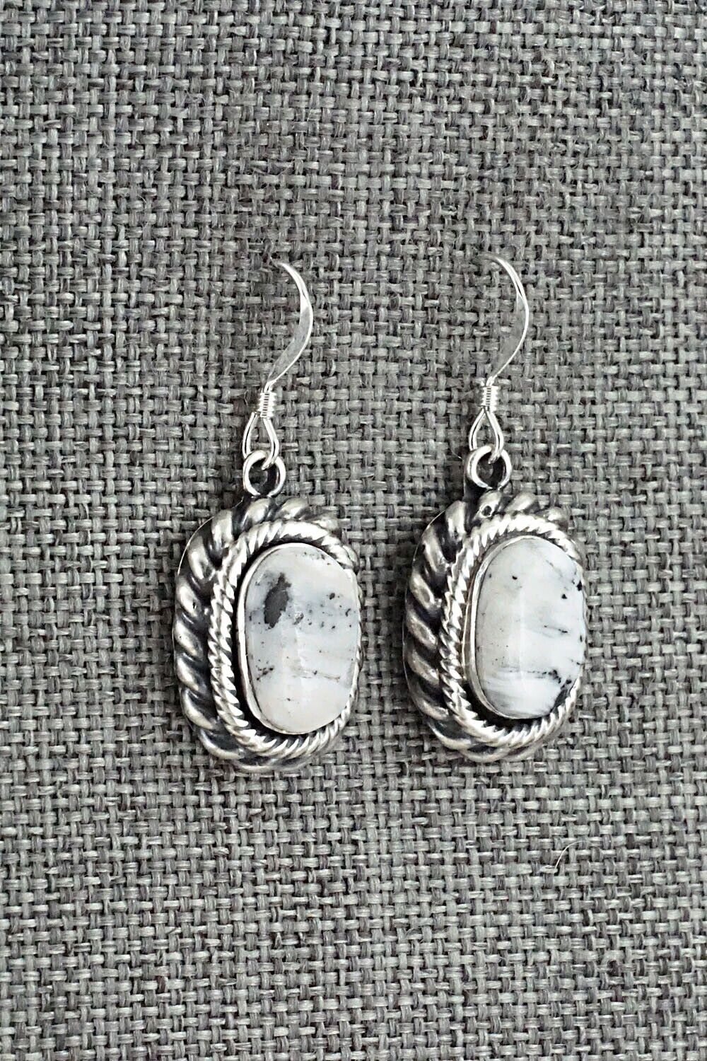 White Buffalo & Sterling Silver Earrings - Kenny Lonjose