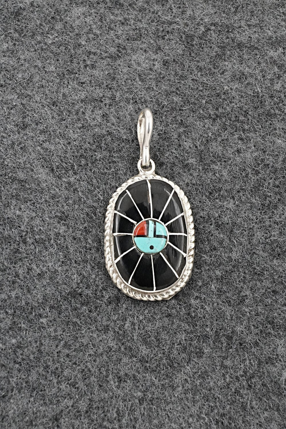 Multi Stone & Sterling Silver Inlay Pendant - Ola Eriacho