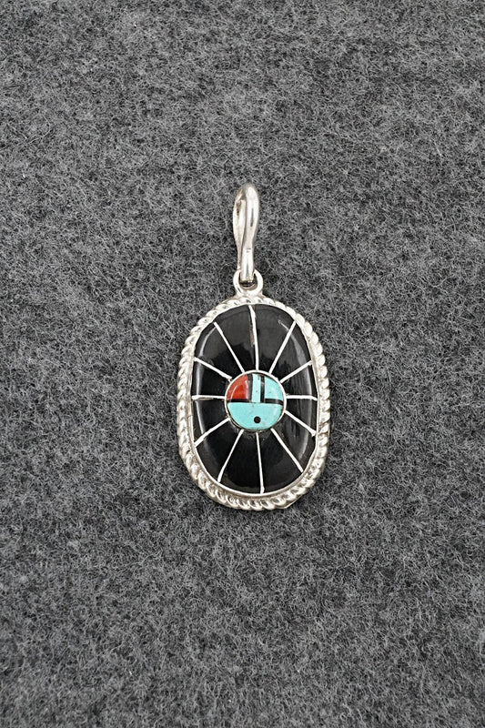 Multi Stone & Sterling Silver Inlay Pendant - Ola Eriacho