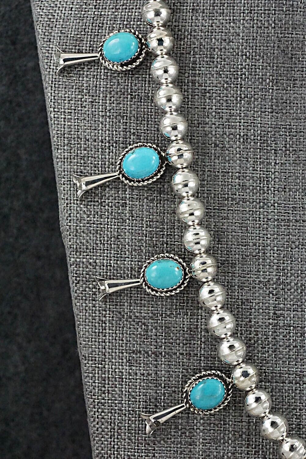 Turquoise & Sterling Silver Squash Blossom Necklace - Phil Garcia