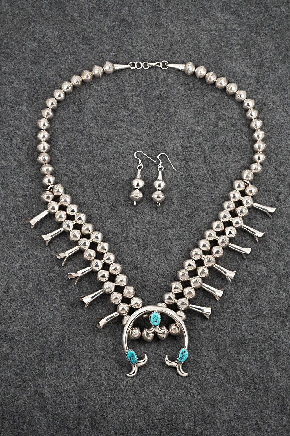 Turquoise & Sterling Silver Squash Blossom Set - Phillip Martin