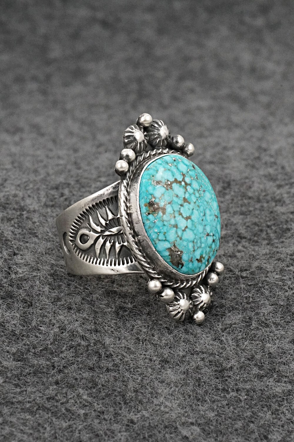 Turquoise & Sterling Silver Ring - Samuel Yellowhair - Size 8