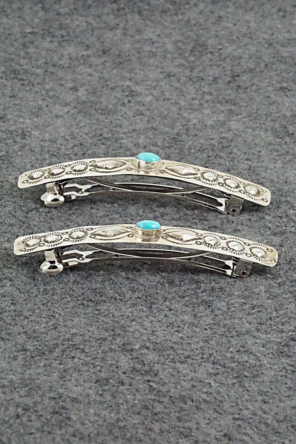 Turquoise & Sterling Silver Hair Barrettes - Jennie Blackgoat
