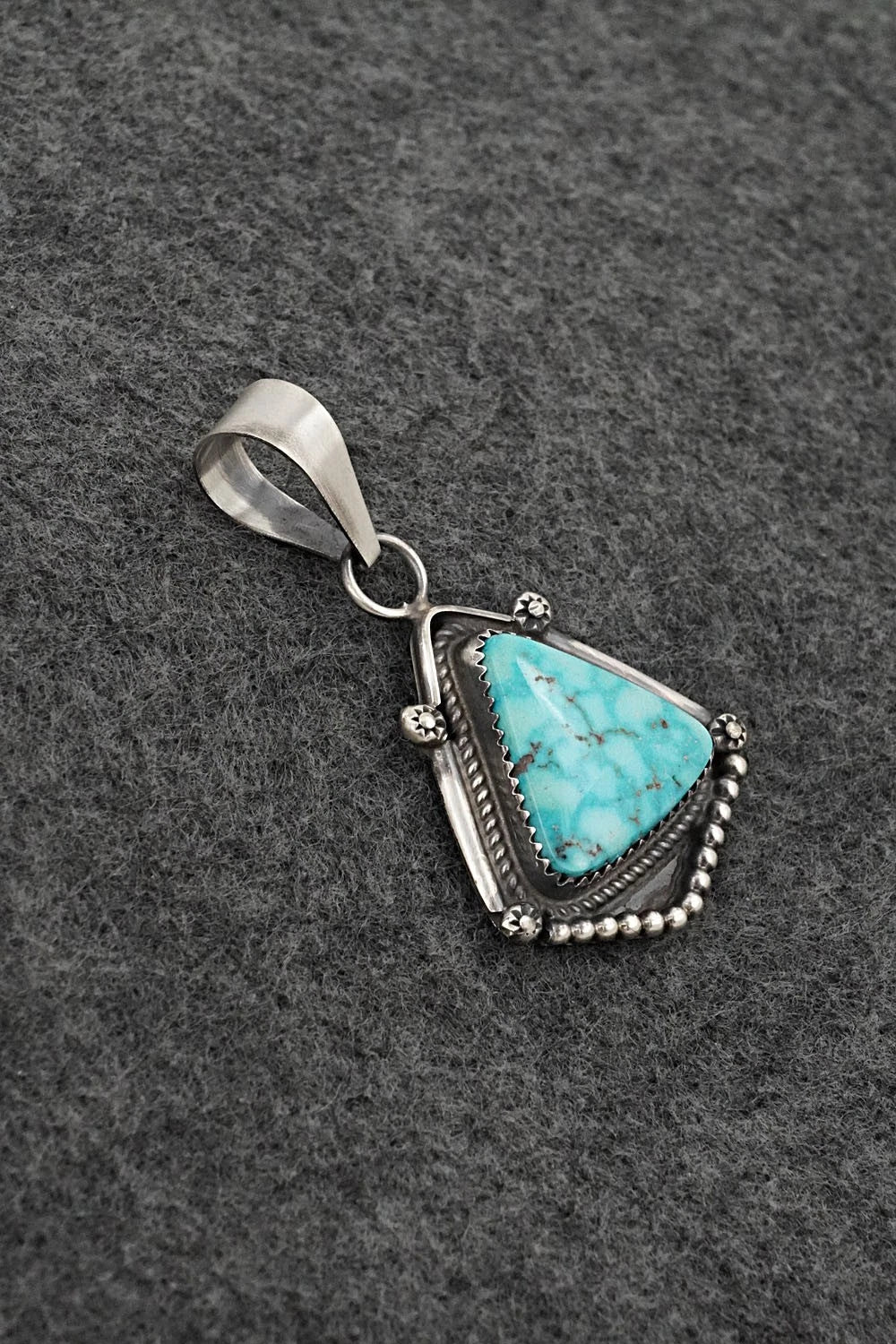 Turquoise & Sterling Silver Pendant - Leslie Nez