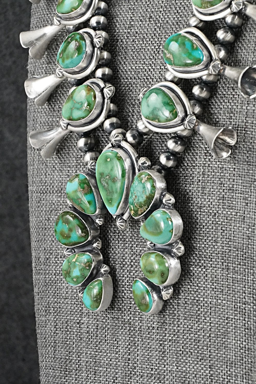 Turquoise & Sterling Silver Squash Blossom Set - Darrin Livingston