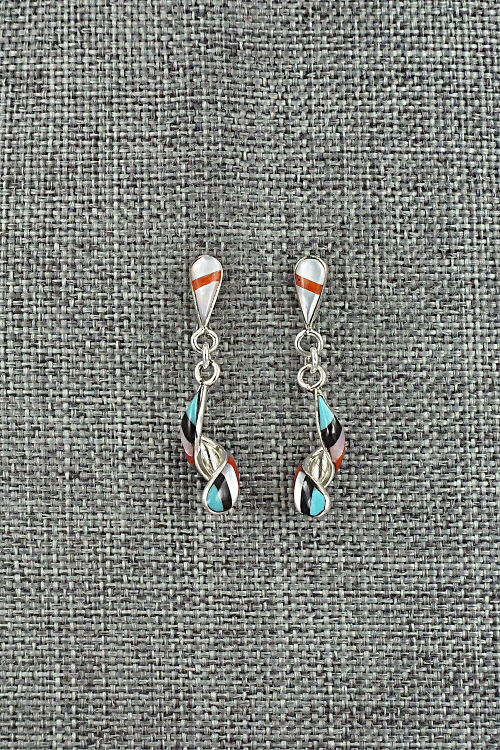 Multi-Stone & Sterling Silver Inlay Earrings - Idella Edaakie