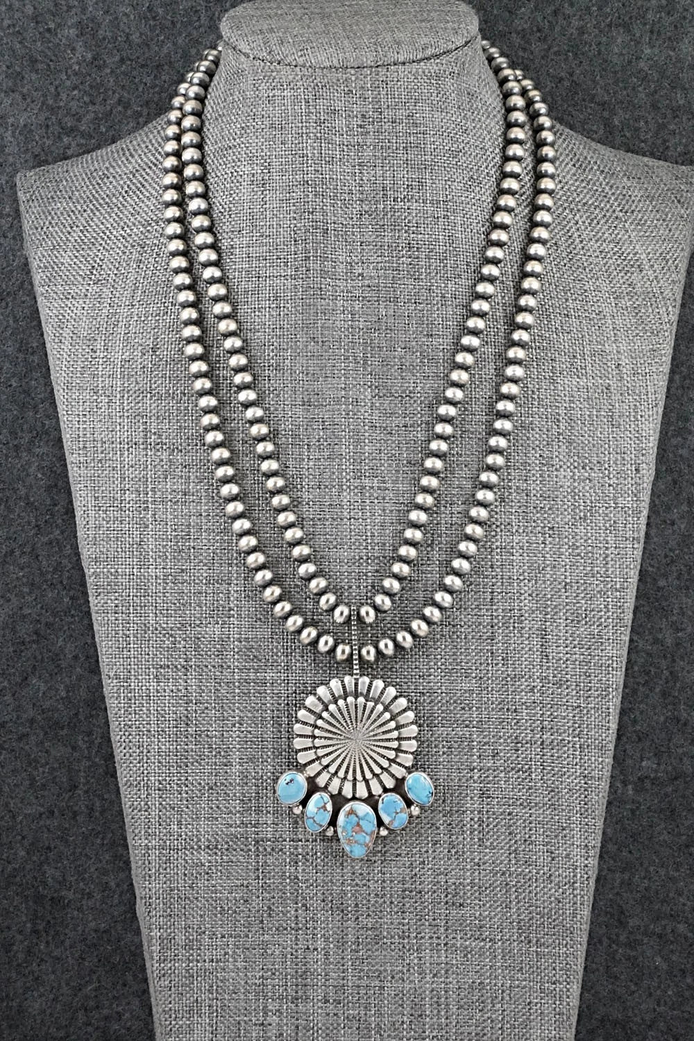 Turquoise & Sterling Silver Necklace - Tom Lewis