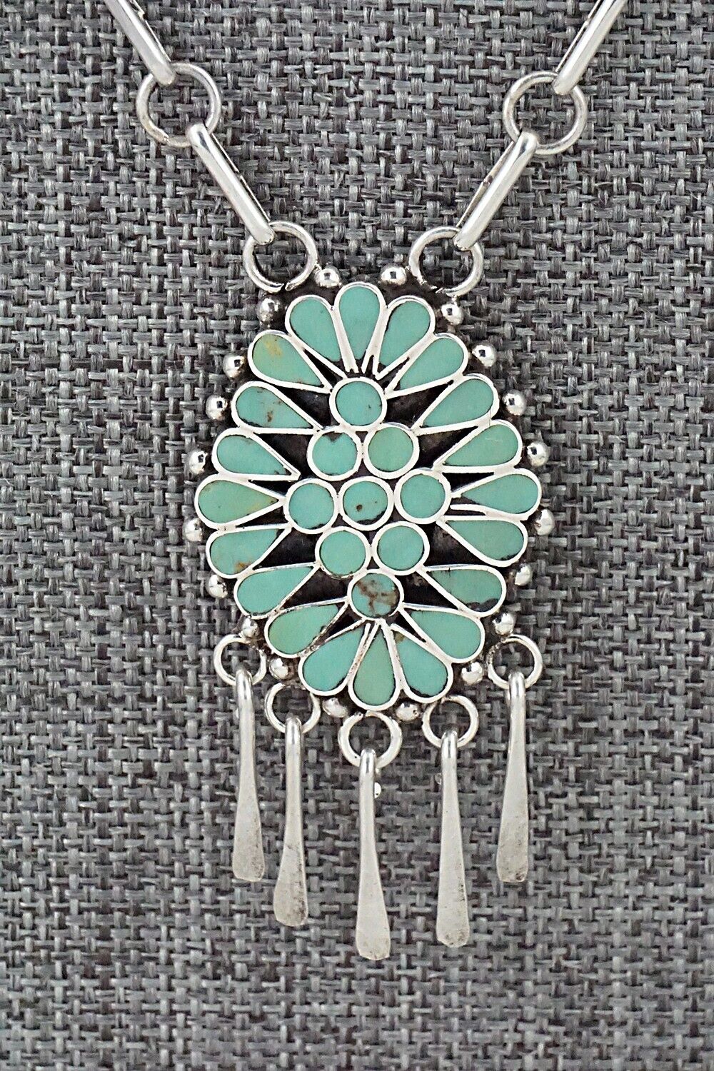 Turquoise & Sterling Silver Inlay Necklace - Michelle Peina