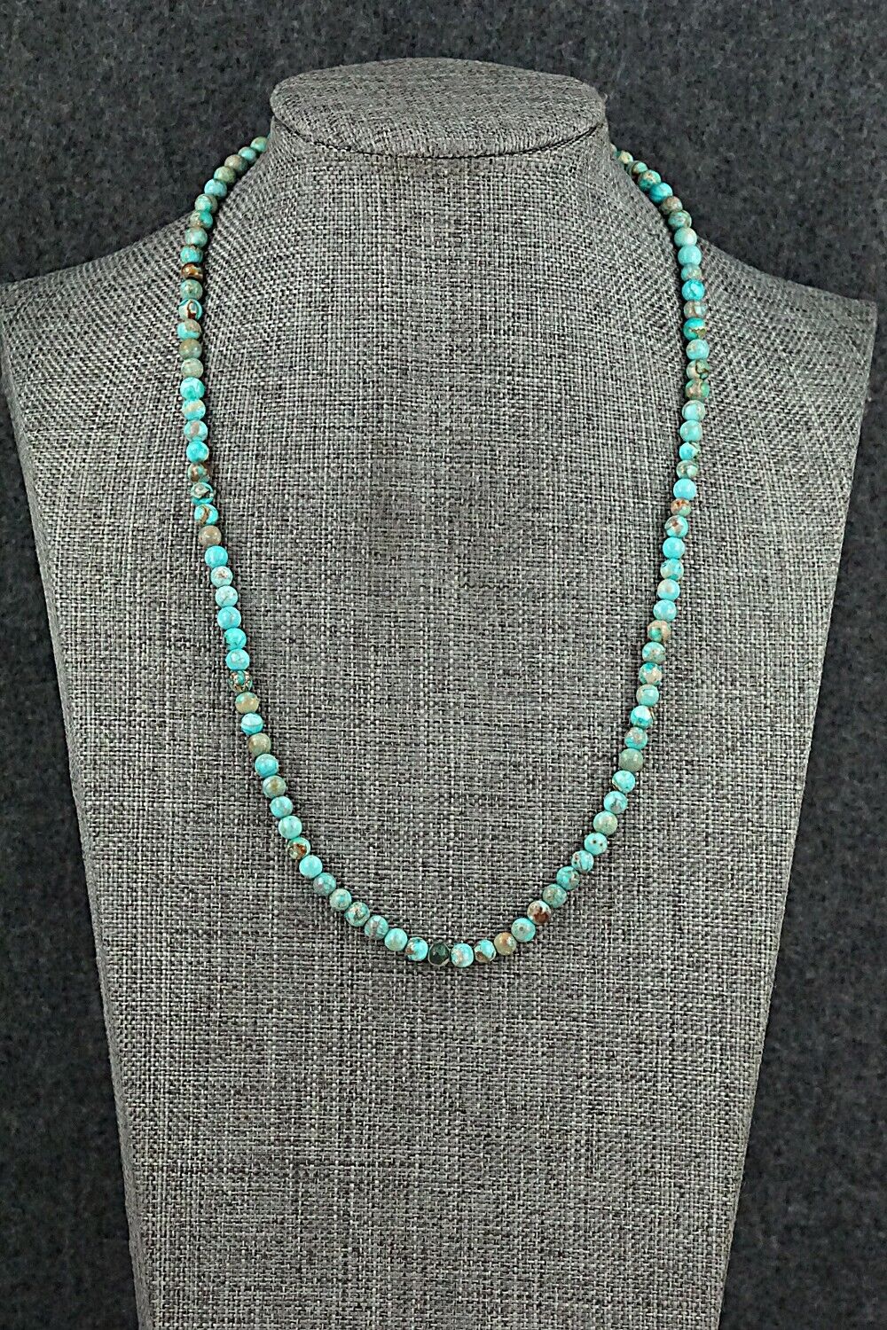 Turquoise, Shell & Sterling Silver Necklace 18" - Ramona Calavaza