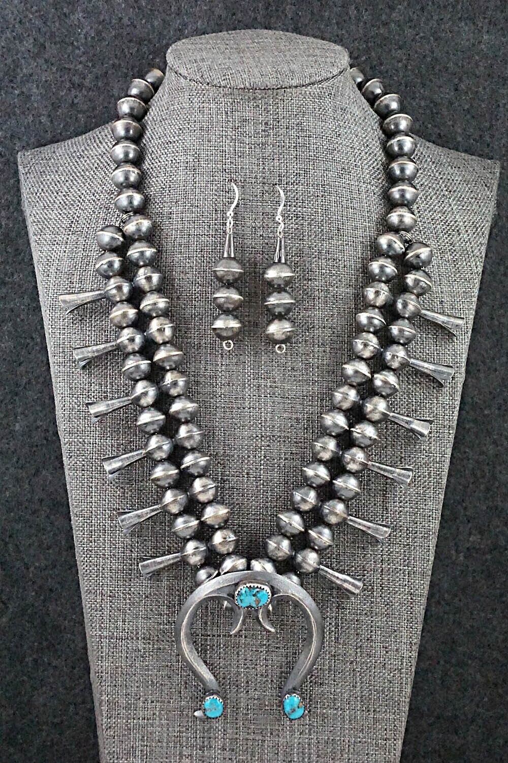 Turquoise & Sterling Silver Squash Blossom Set - Gilbert Martin