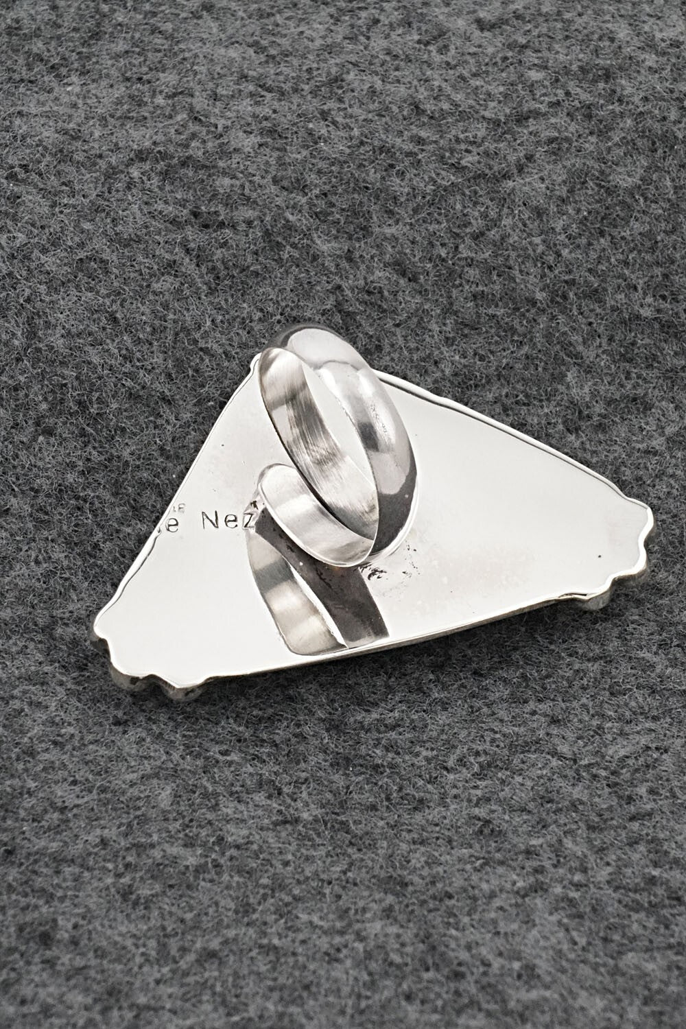 Spiny Oyster & Sterling Silver Ring - Leslie Nez - Size 7 Adj.
