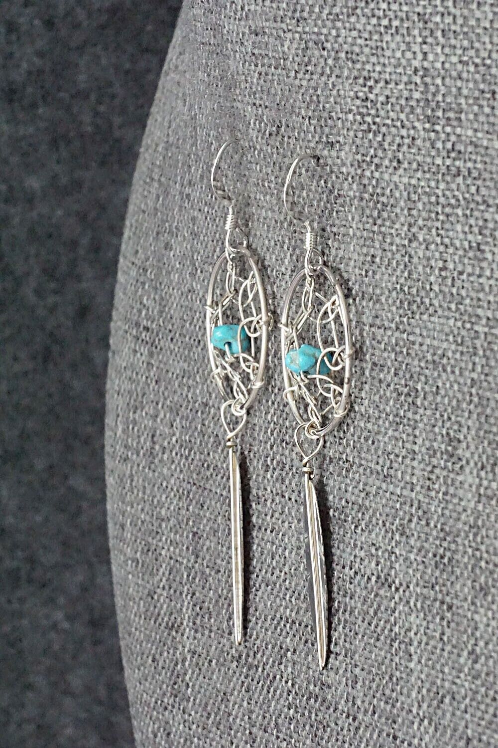 Turquoise & Sterling Silver Earrings - Lorenzo Arviso Jr.