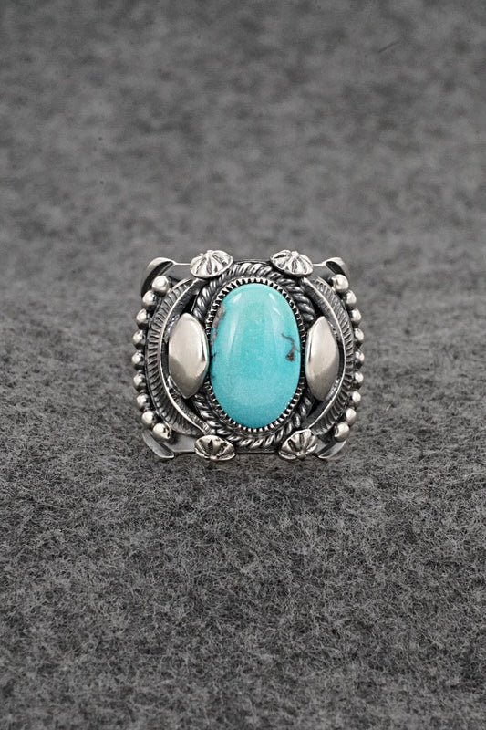 Turquoise & Sterling Silver Ring - Delbert Gordon - Size 8.5