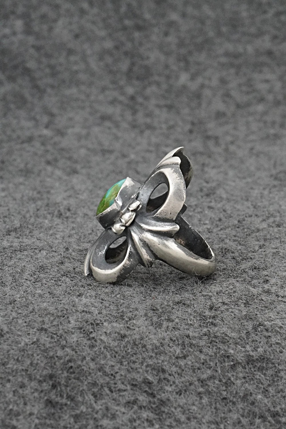 Turquoise & Sterling Silver Ring - Harrison Bitsue - Size 7