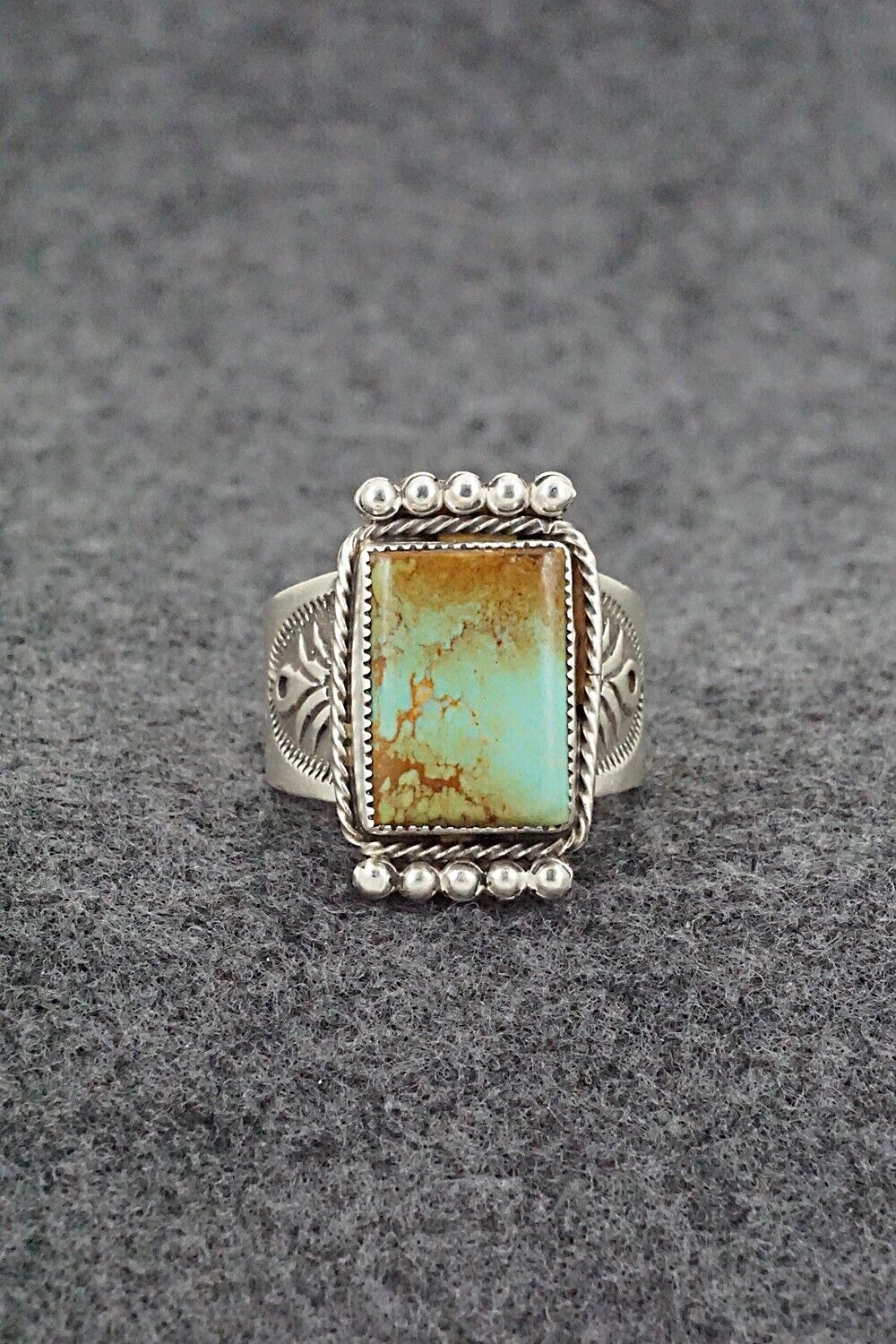 Turquoise & Sterling Silver Ring - Adrienne Gordon - Size 10.5
