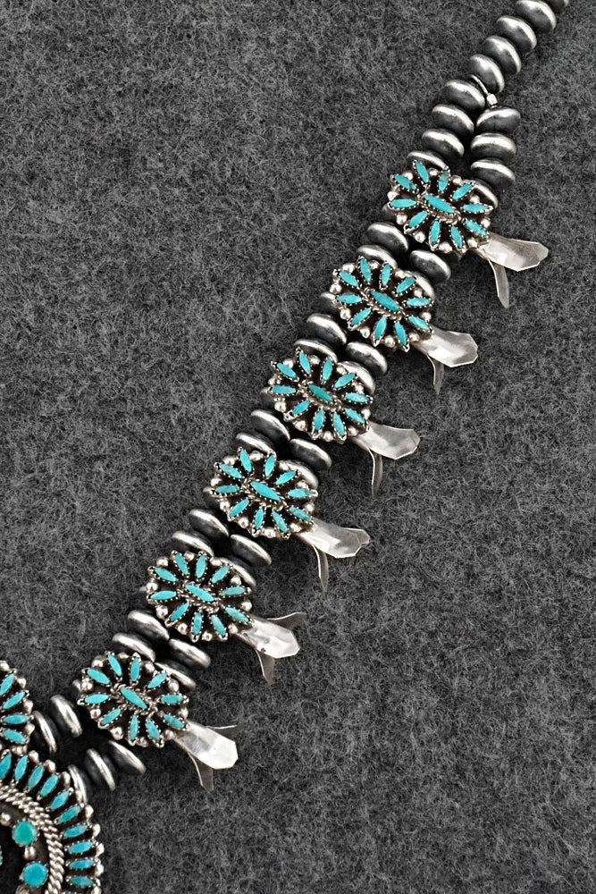 Turquoise & Sterling Silver Mini Squash Blossom Set - Lorena Peina