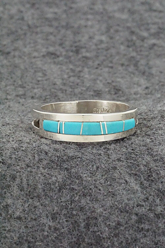 Turquoise & Sterling Silver Inlay Ring - Wilbert Muskett Jr. - Size 12.5