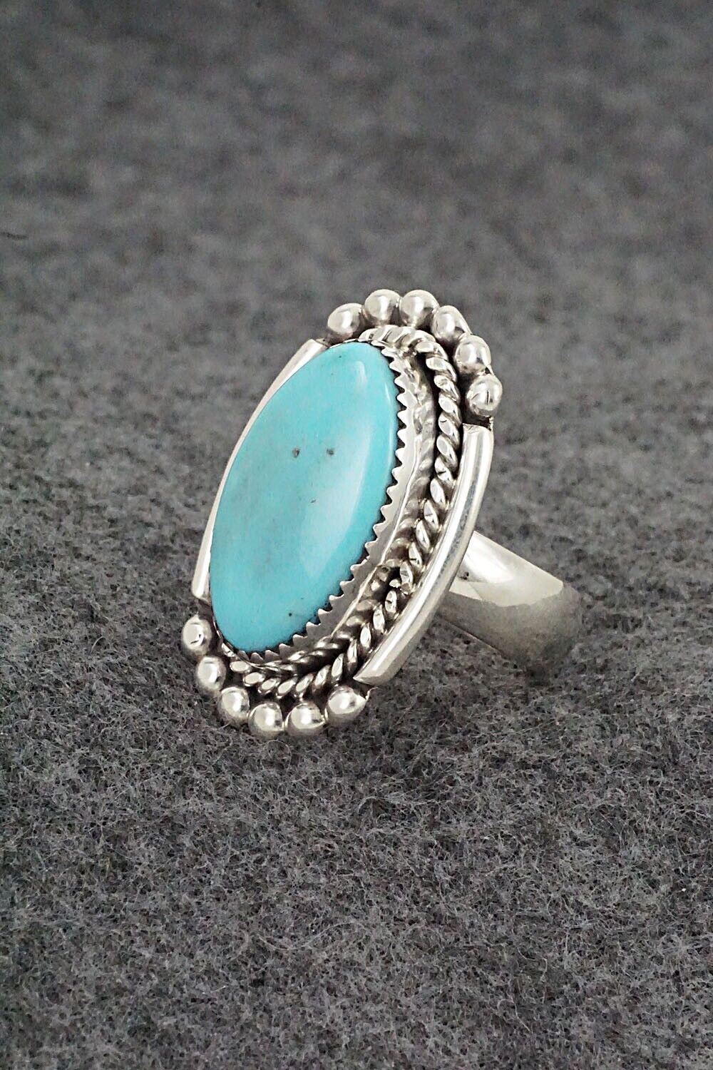 Turquoise & Sterling Silver Ring - Kenny Calavaza - Size 7.5