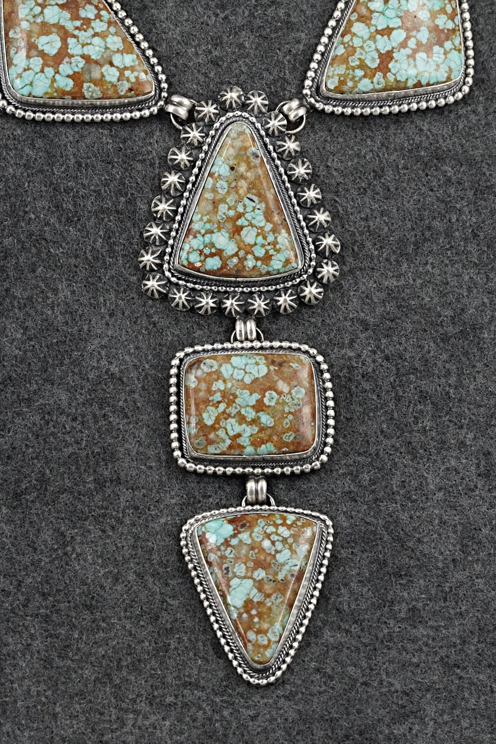 Turquoise & Sterling Silver Necklace and Earrings Set - Darrin Livingston