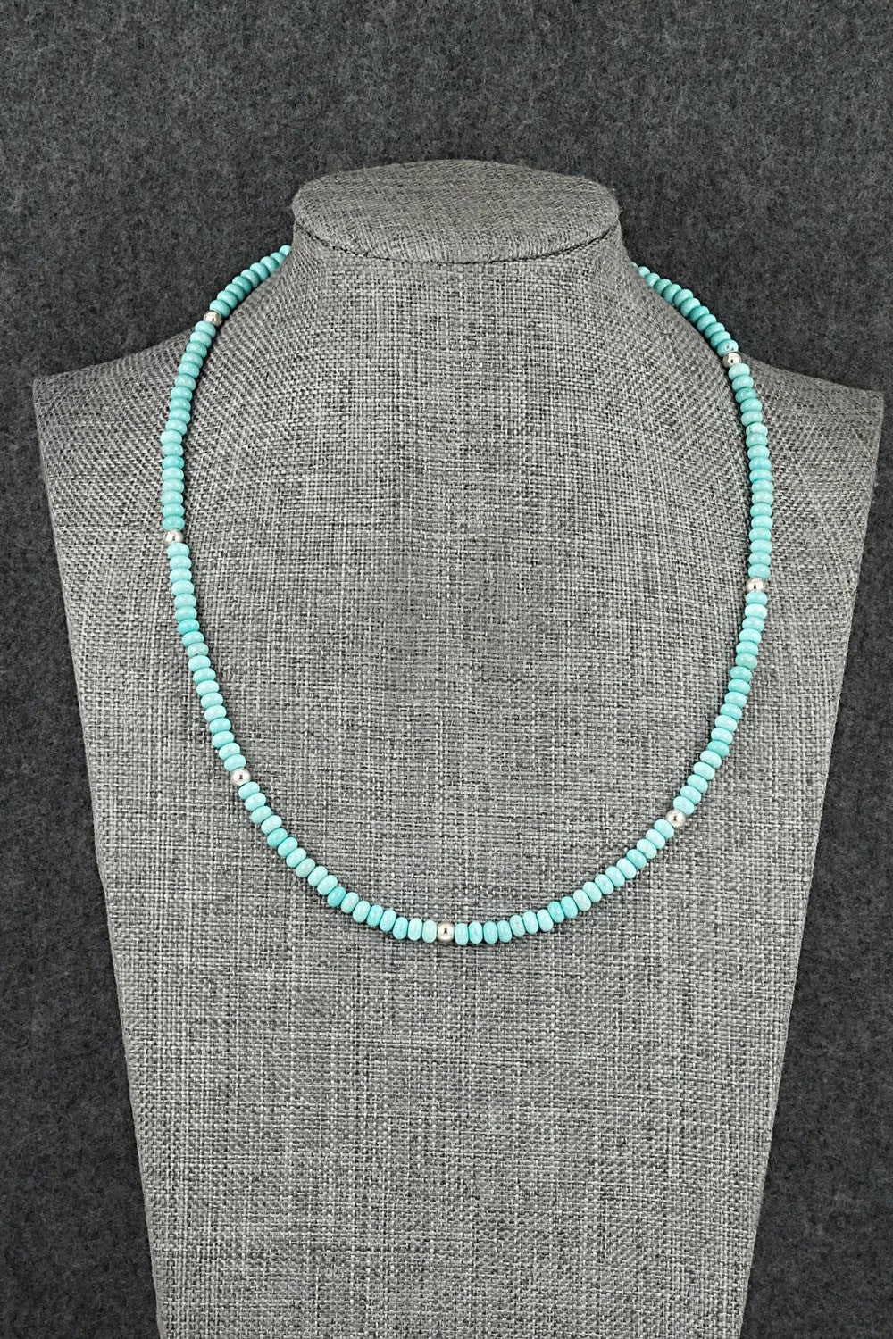 Turquoise & Sterling Silver Necklace 17" - Doreen Jake