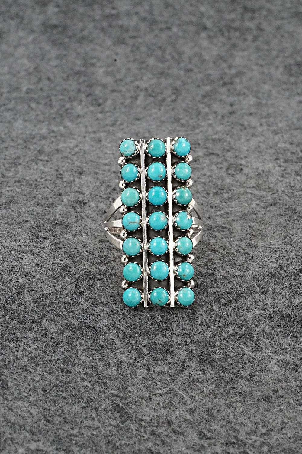 Turquoise & Sterling Silver Ring - Kenny Lonjose - Size 9