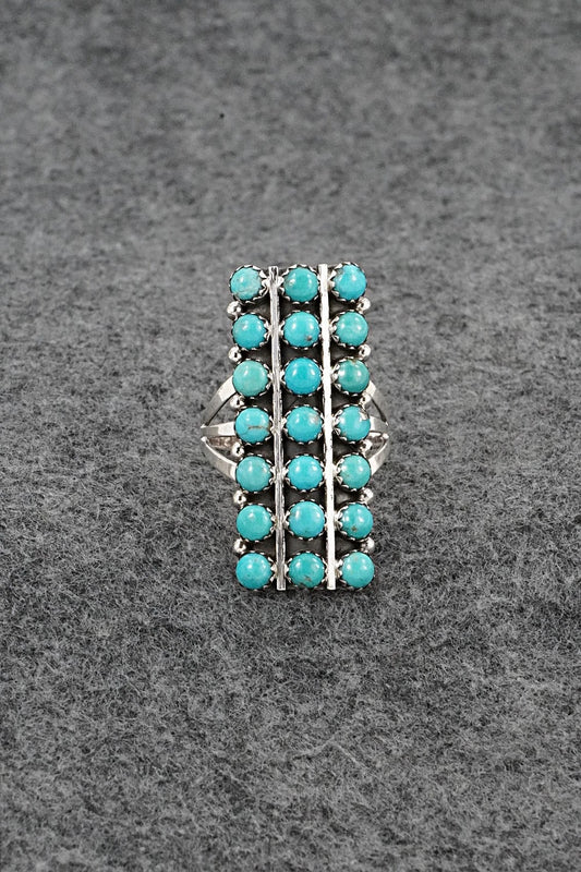 Turquoise & Sterling Silver Ring - Kenny Lonjose - Size 9