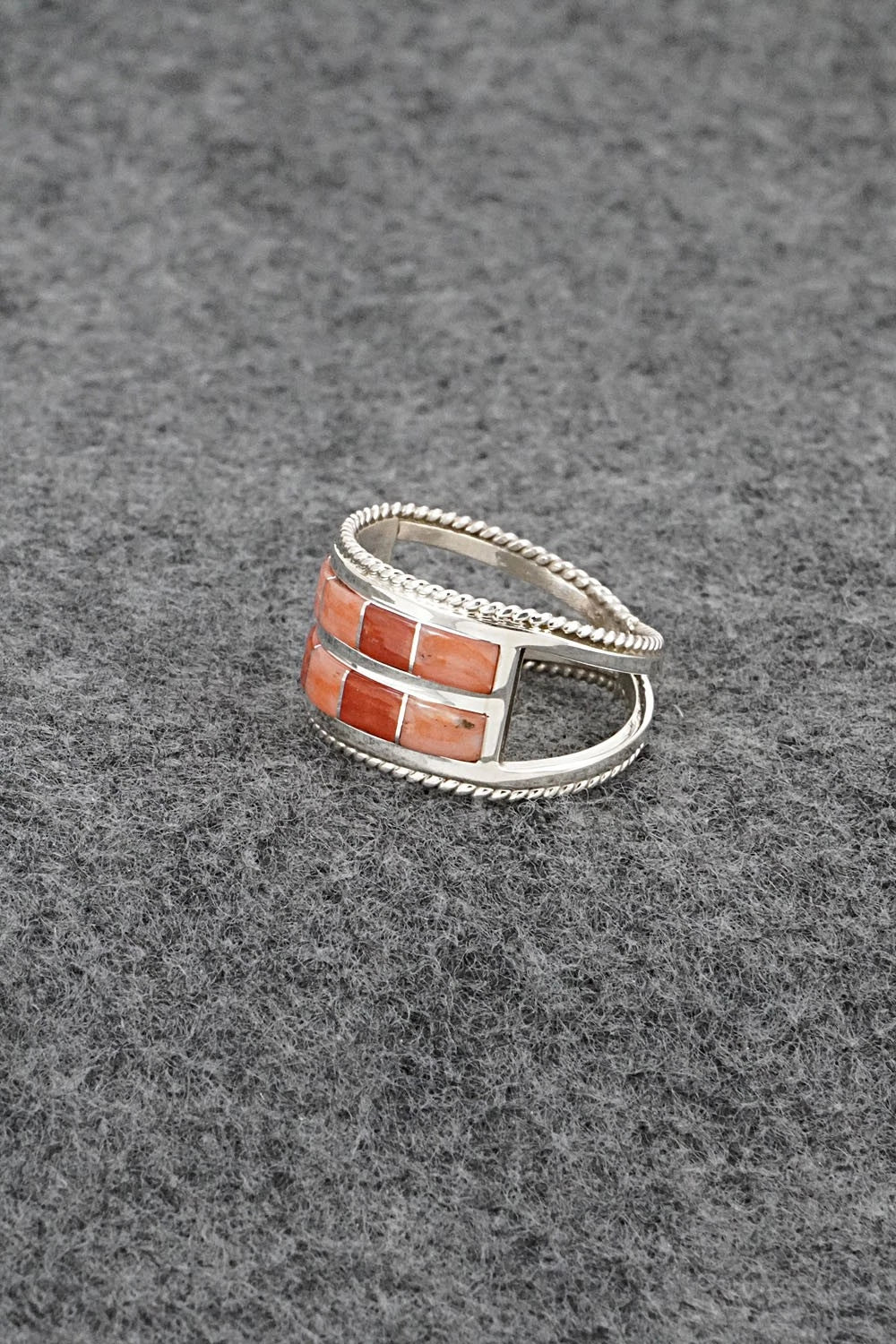 Coral and Sterling Silver Ring - Bruce Johnson - Size 9.25
