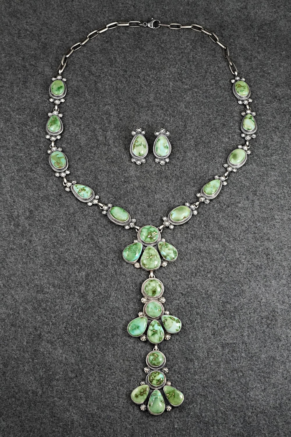 Turquoise & Sterling Silver Necklace and Earrings Set - Darrin Livingston