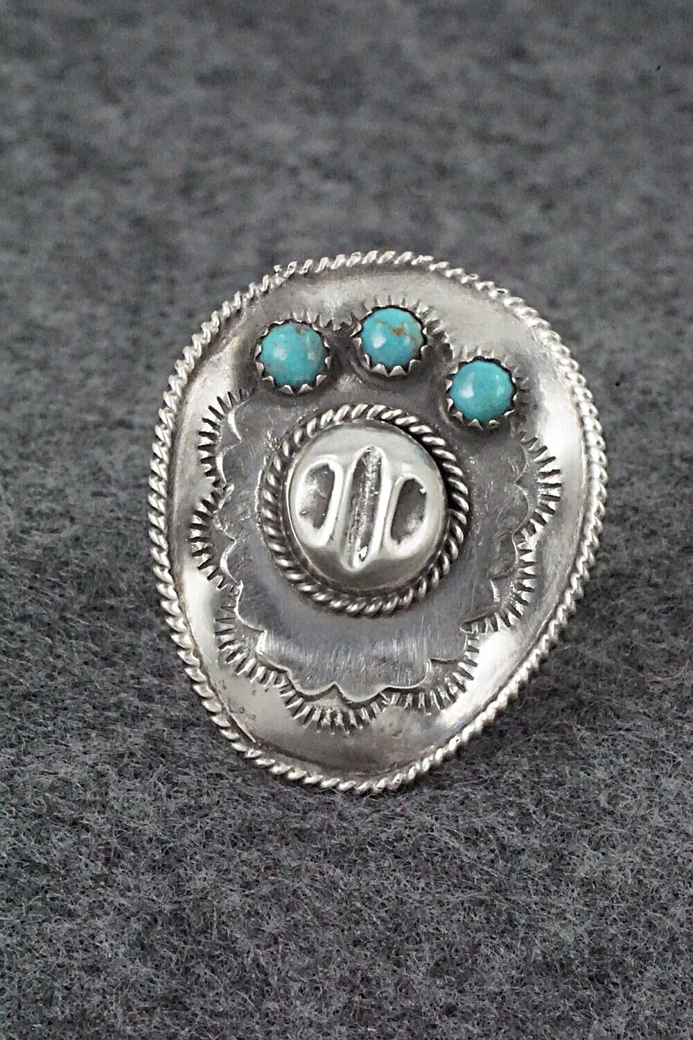 Turquoise & Sterling Silver Ring - Bobby Platero - Size 7.5