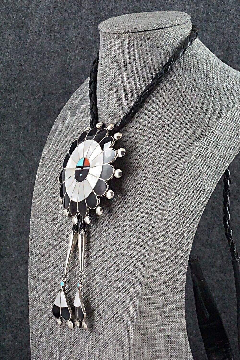 Multi-Stone & Sterling Silver Inlay Bolo Tie - Pauline Lonjose