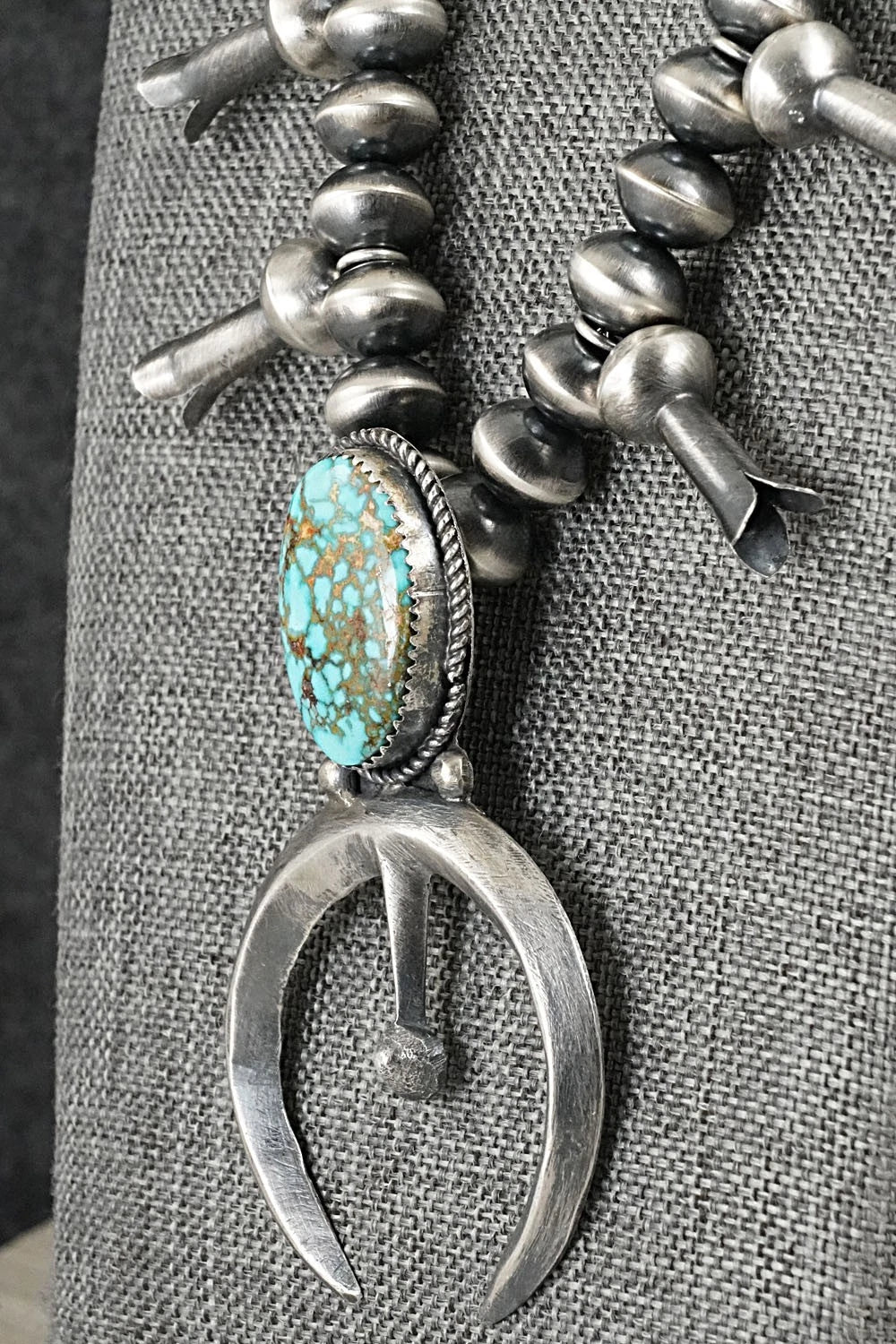 Turquoise & Sterling Silver Squash Blossom Necklace - Presley Haley