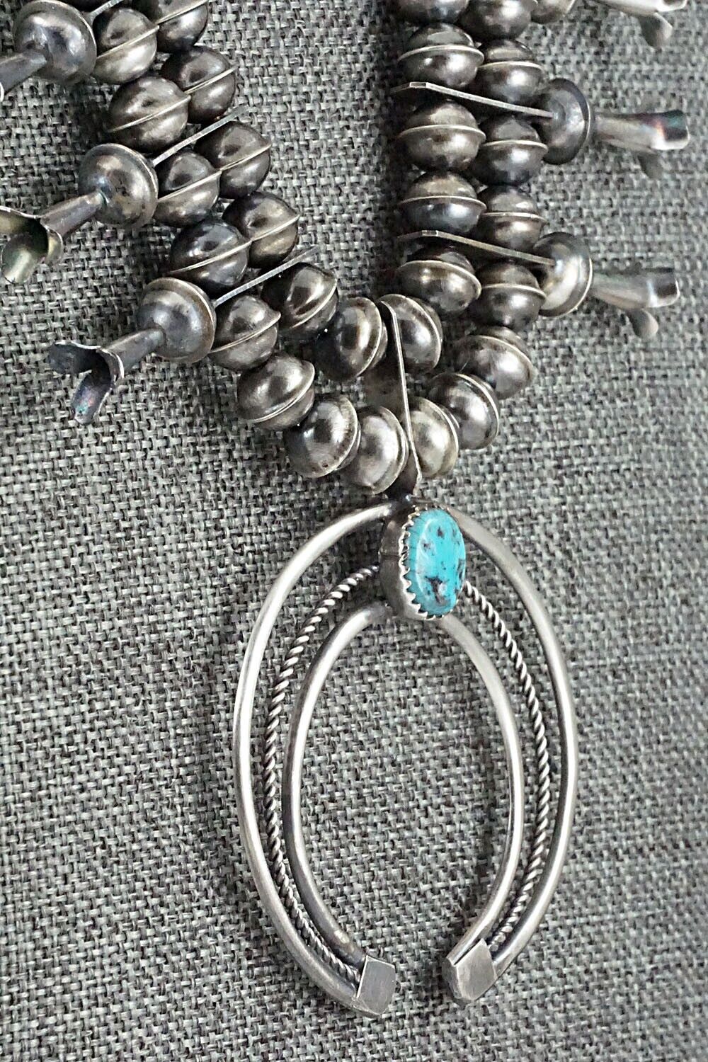 Turquoise & Sterling Silver Squash Blossom Set - Phil Garcia