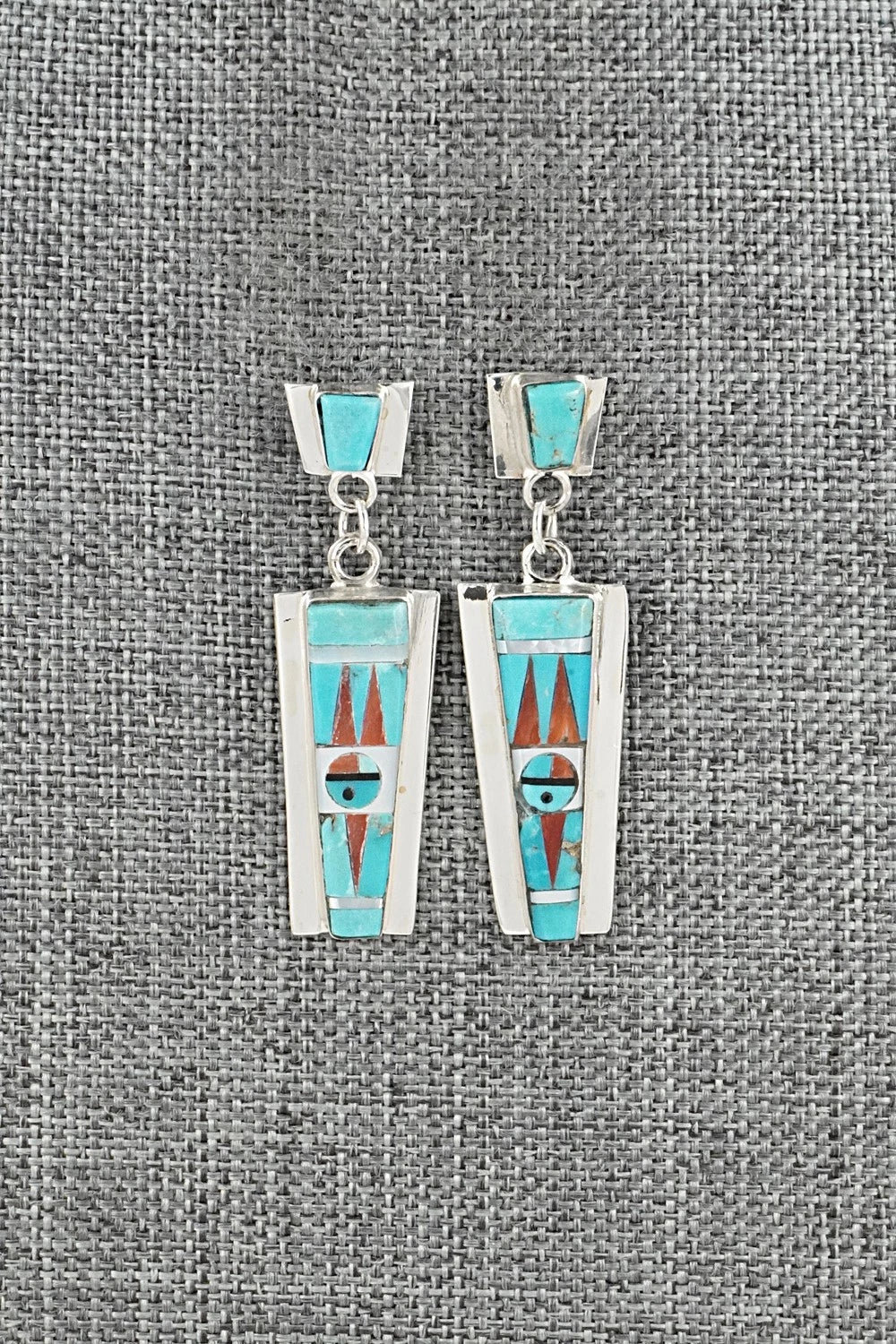 Multi-Stone & Sterling Silver Inlay Earrings - Rayland Edaakie