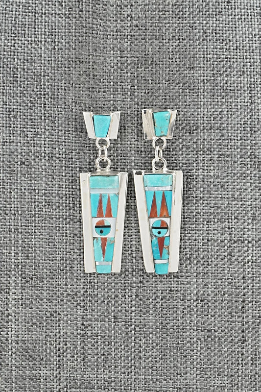 Multi-Stone & Sterling Silver Inlay Earrings - Rayland Edaakie