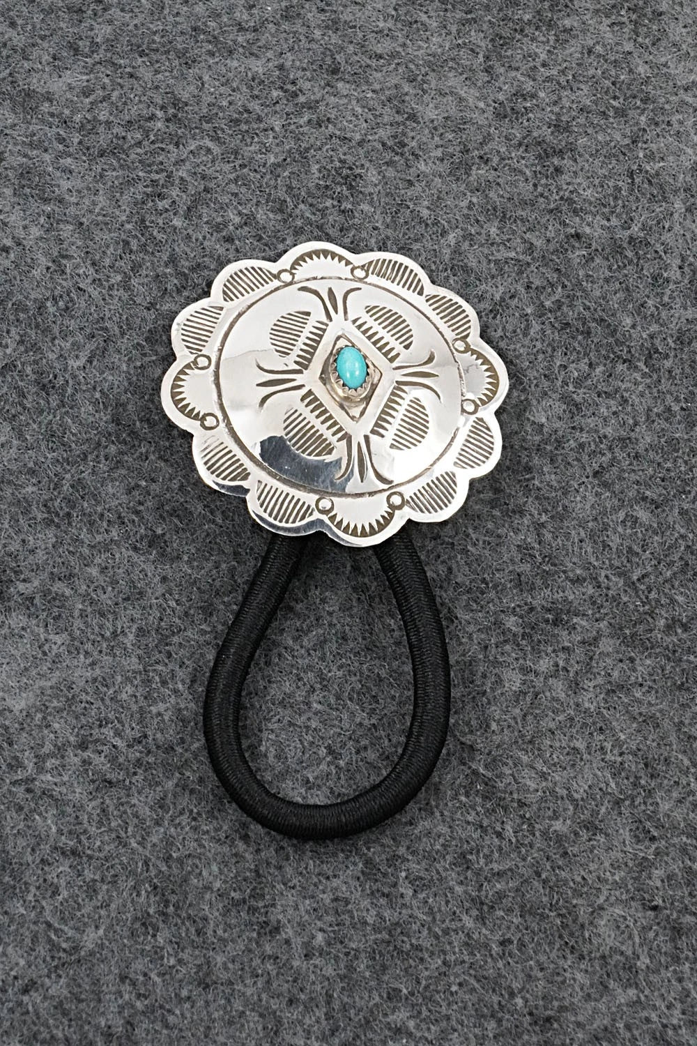 Turquoise & Sterling Silver Hair Tie - Bertha Begay