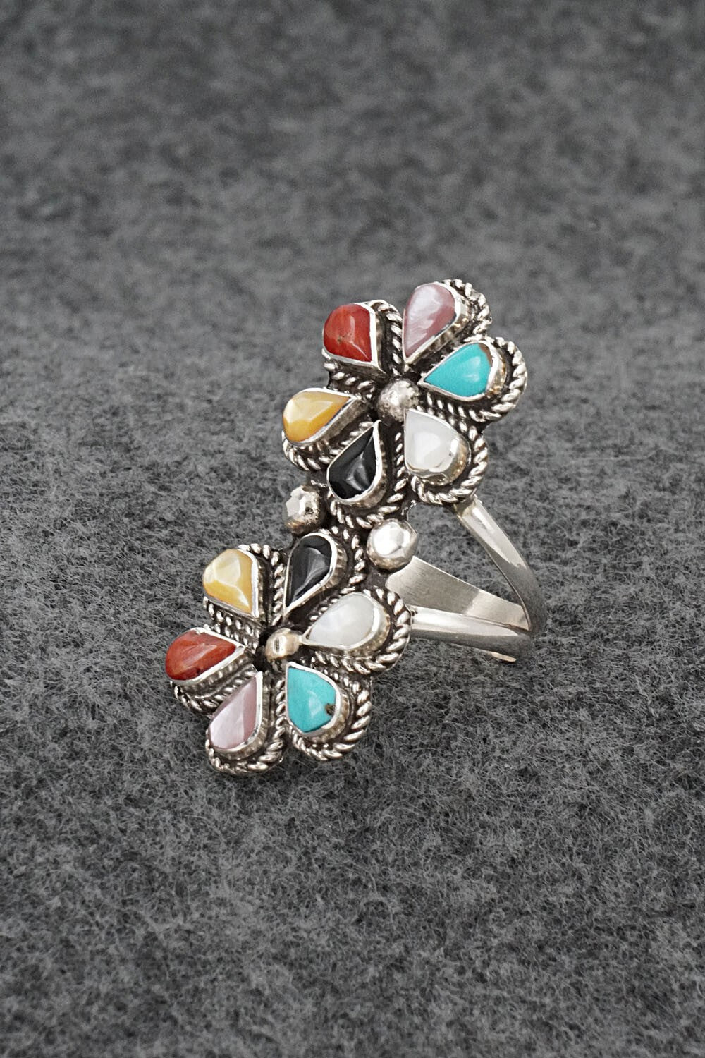 Multi-Stone & Sterling Silver Ring - Carol Lateyice - Size 7.5