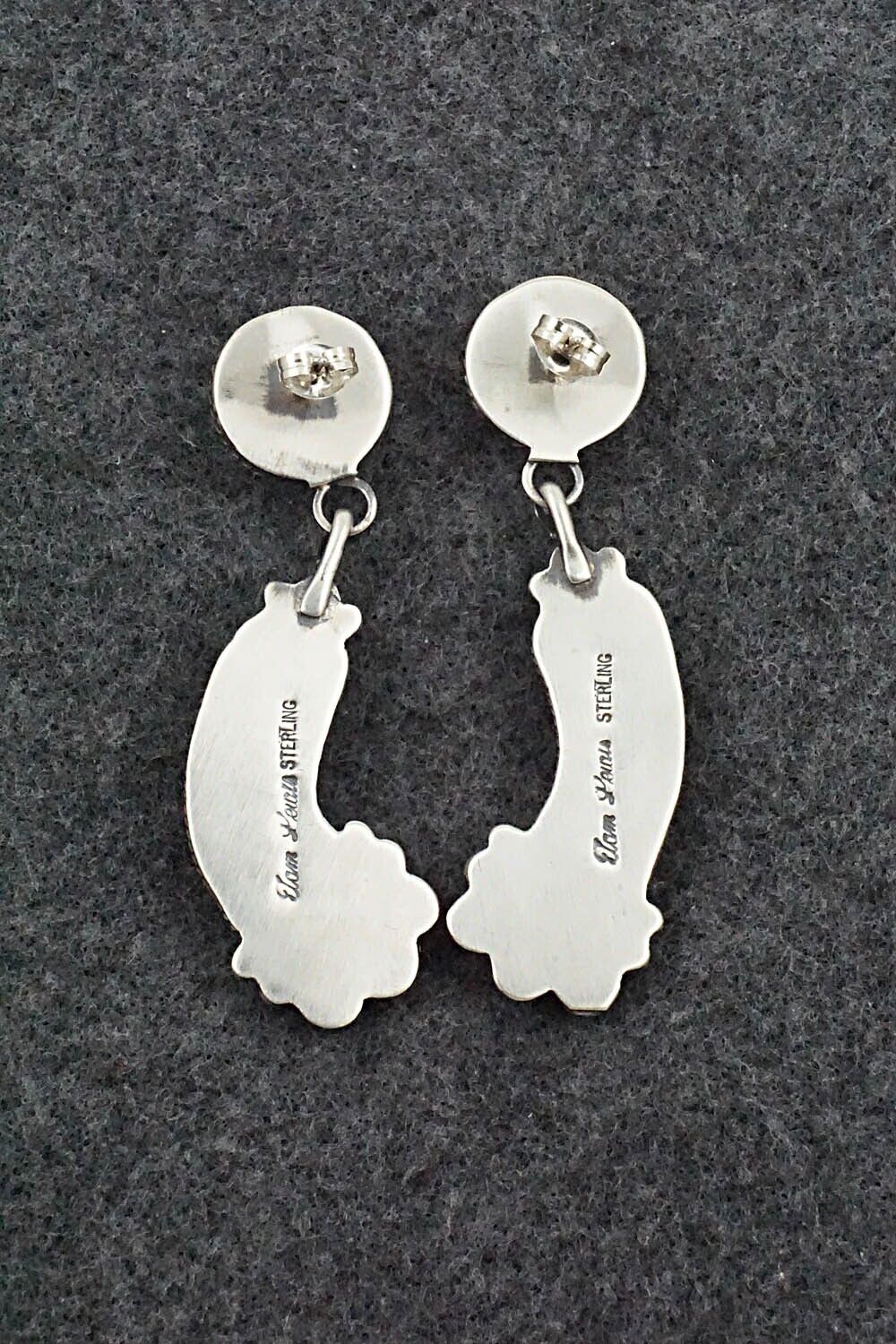 Turquoise, Coral & Sterling Silver Earrings - Tom Lewis