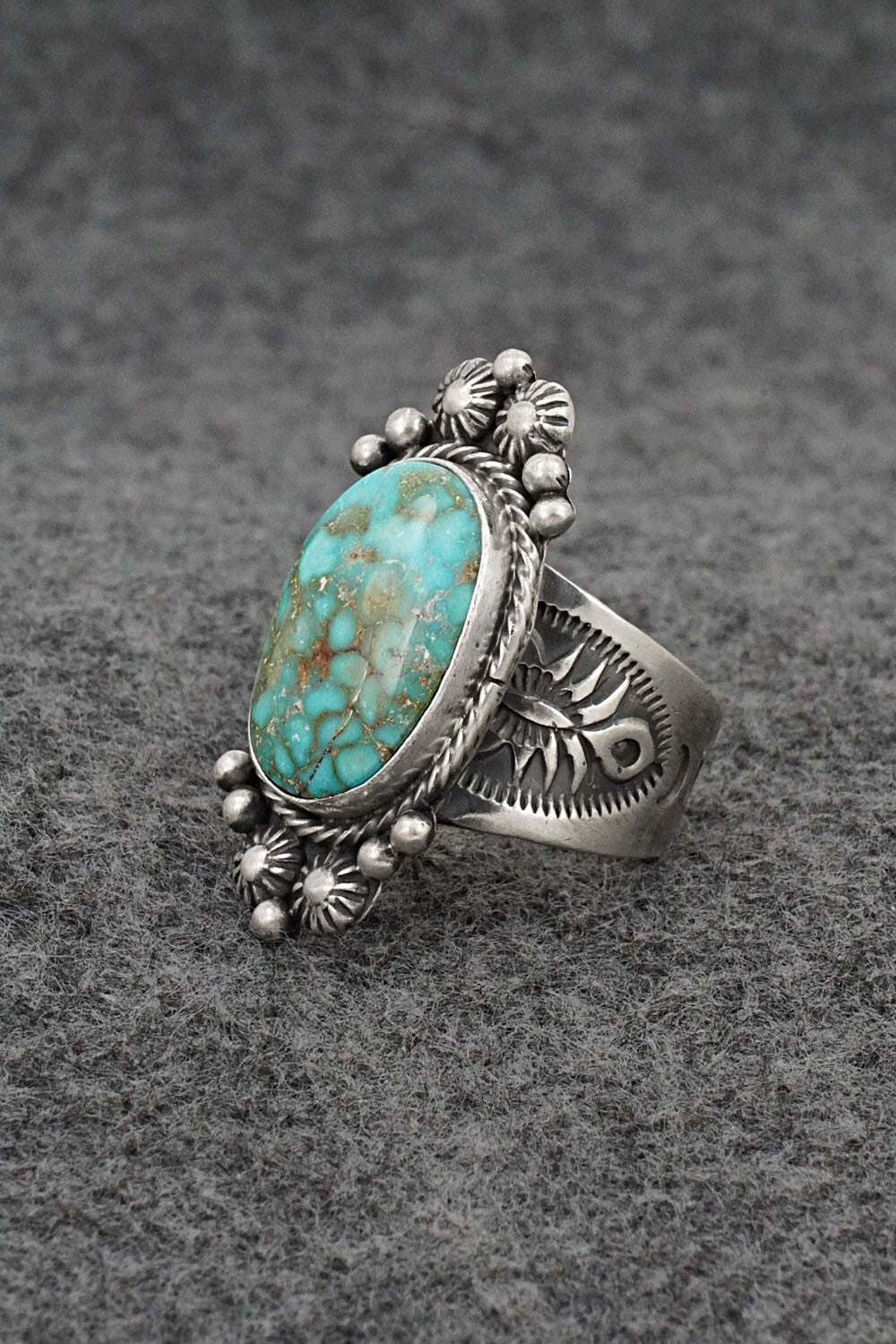 Turquoise & Sterling Silver Ring - Samuel Yellowhair - Size 7