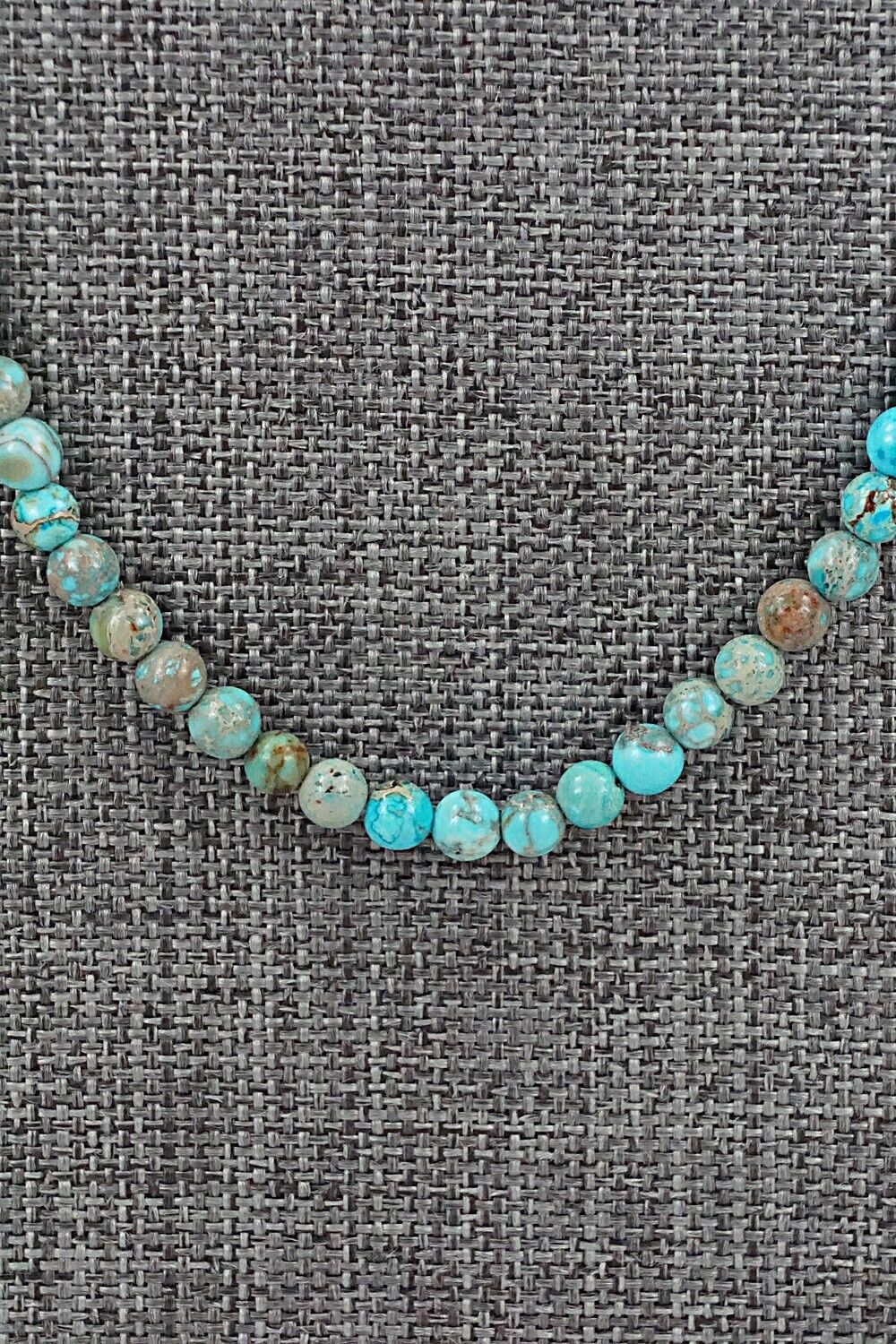 Turquoise, Shell & Sterling Silver Necklace 24" - Ramona Calavaza