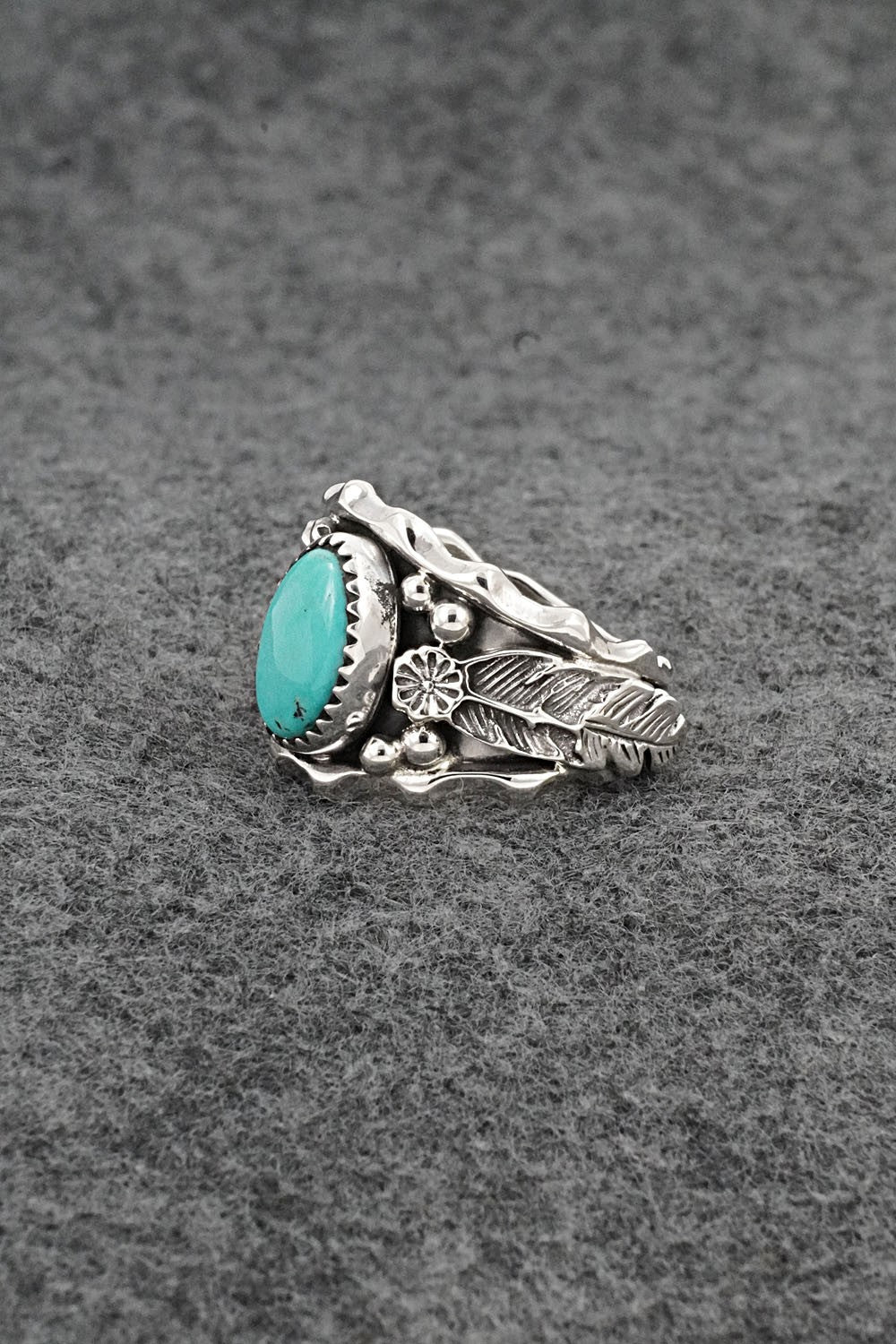 Turquoise & Sterling Silver Ring - Genevieve Francisco - Size 8.5