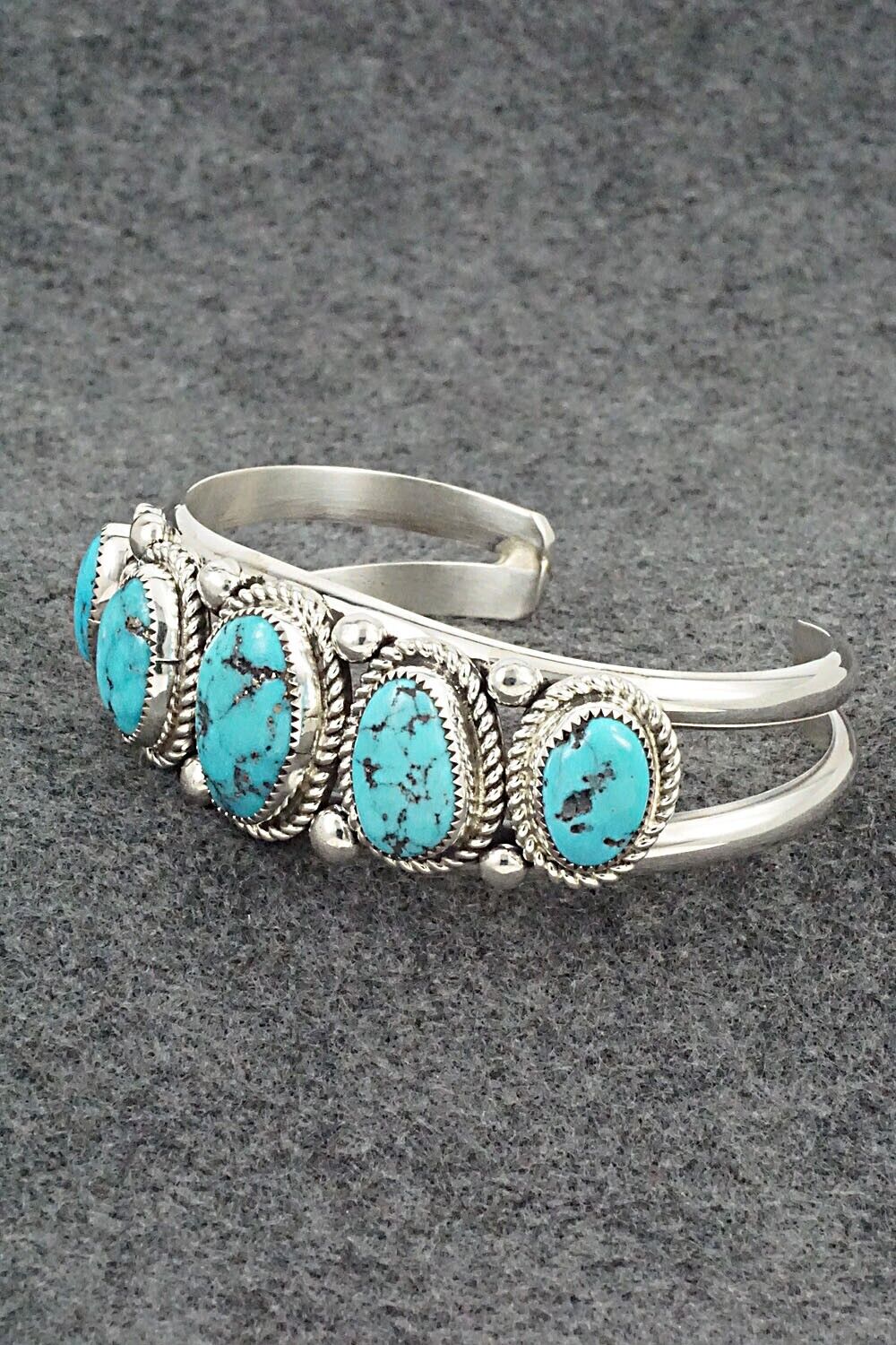 Turquoise & Sterling Silver Bracelet - Leslie Nez
