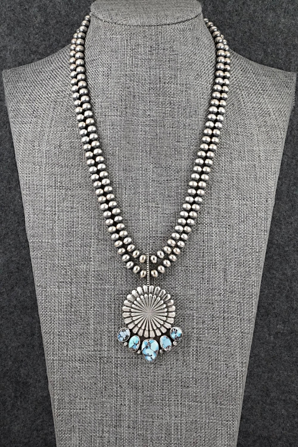 Turquoise & Sterling Silver Necklace - Tom Lewis