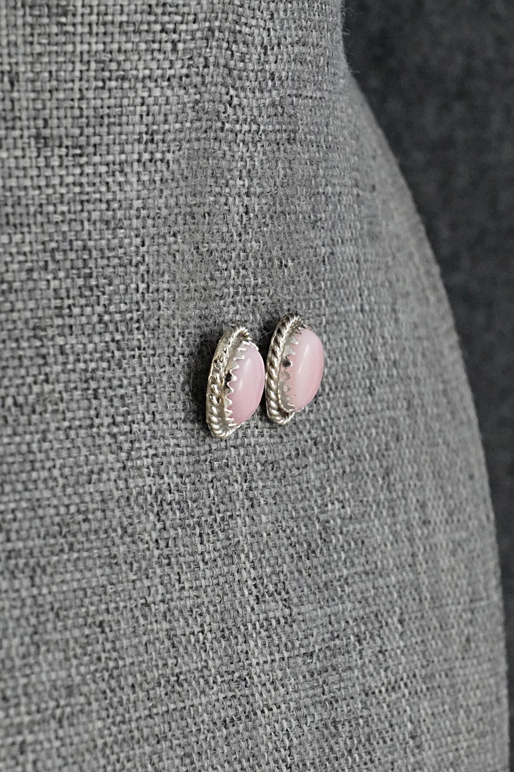 Pink Conch & Sterling Silver Earrings - Esther White