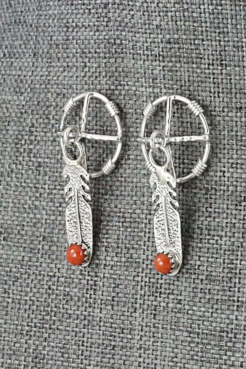 Coral and Sterling Silver Earrings - Sharon McCarthy